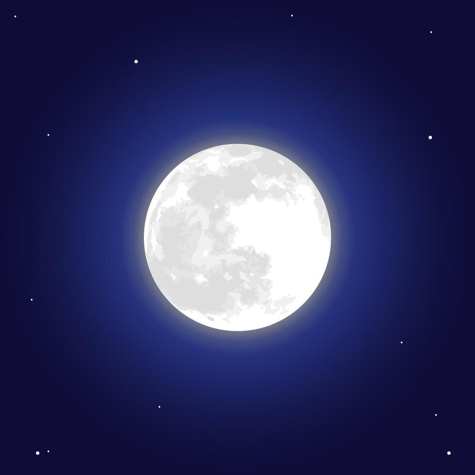 realistisch voll Mond Illustration auf Nacht Himmel vektor