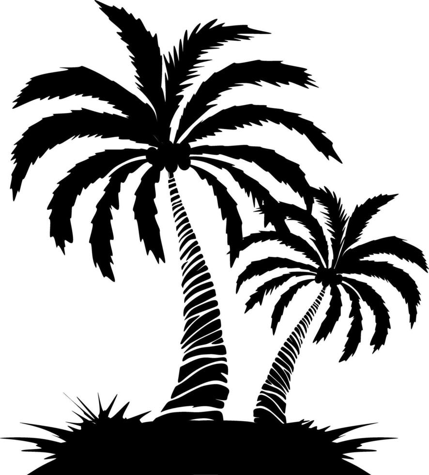 Palme Baum Illustration. ein tropisch Insel mit Palmen. Natur Logo Symbol vektor