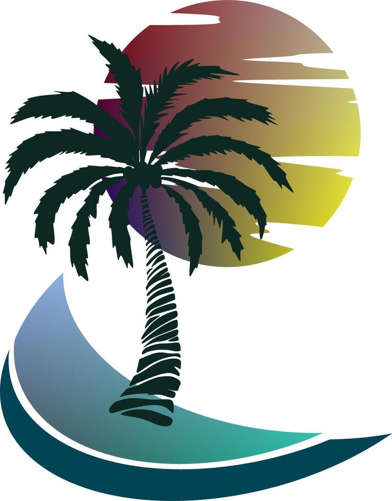 Palme Baum Illustration. ein tropisch Insel mit Palmen. Natur Logo Symbol vektor