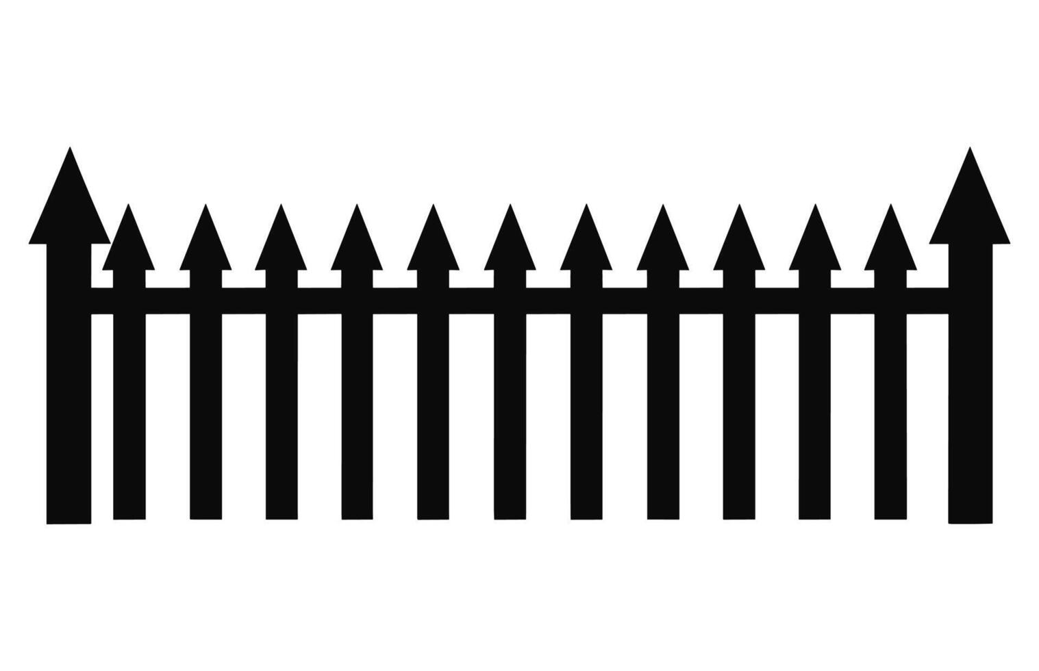 staket silhuetter, uppsättning av staket silhuett i platt stil vektor illustration, svart staket på vit bakgrund,