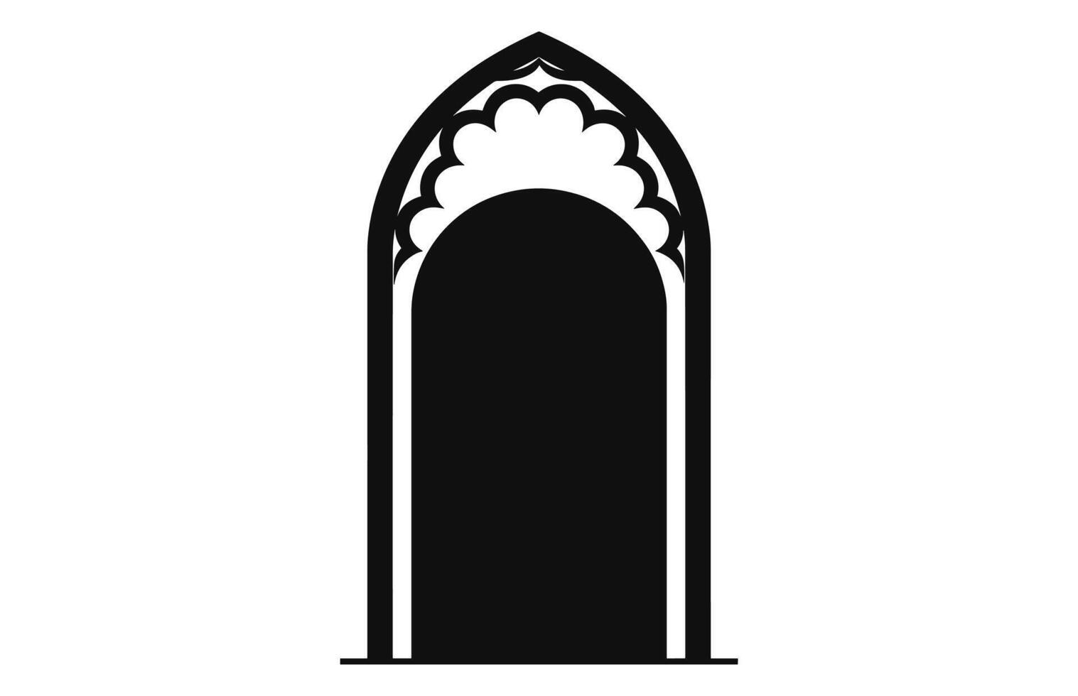 medeltida dörr silhuetter, arkitektonisk typ av valv former och former silhuetter, vektor