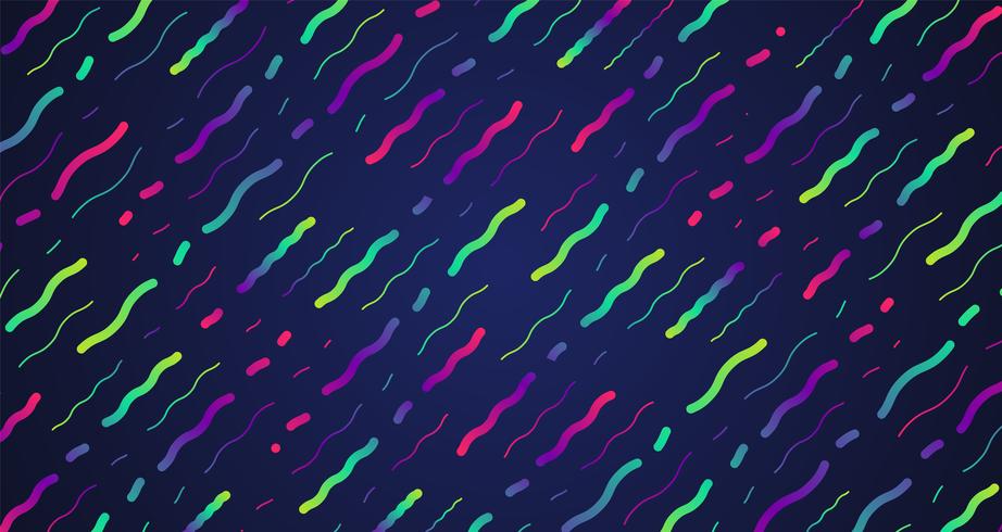 Färgglada neon streckade linjer, vektor illustration