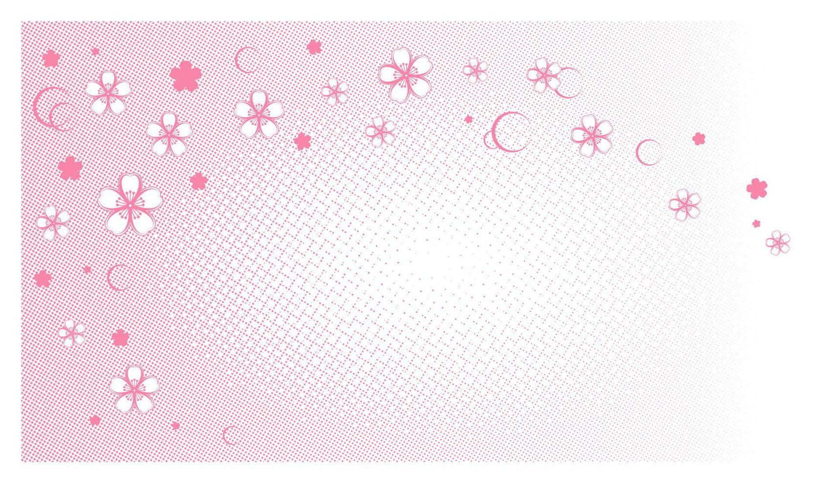 Halbtonfarbener rosa Hintergrund mit Sakura-Blumen im Manga- und Comic-Stil. vektor