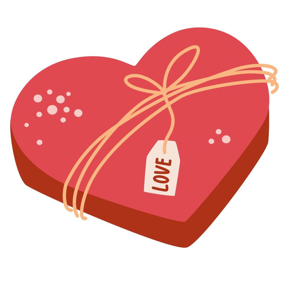 herzförmige Pralinenschachtel. Valentinstag Geschenk. süße Überraschung mit Liebe. für Restaurants Cafés Rezepte und Menüs. Vektor-Illustration. vektor