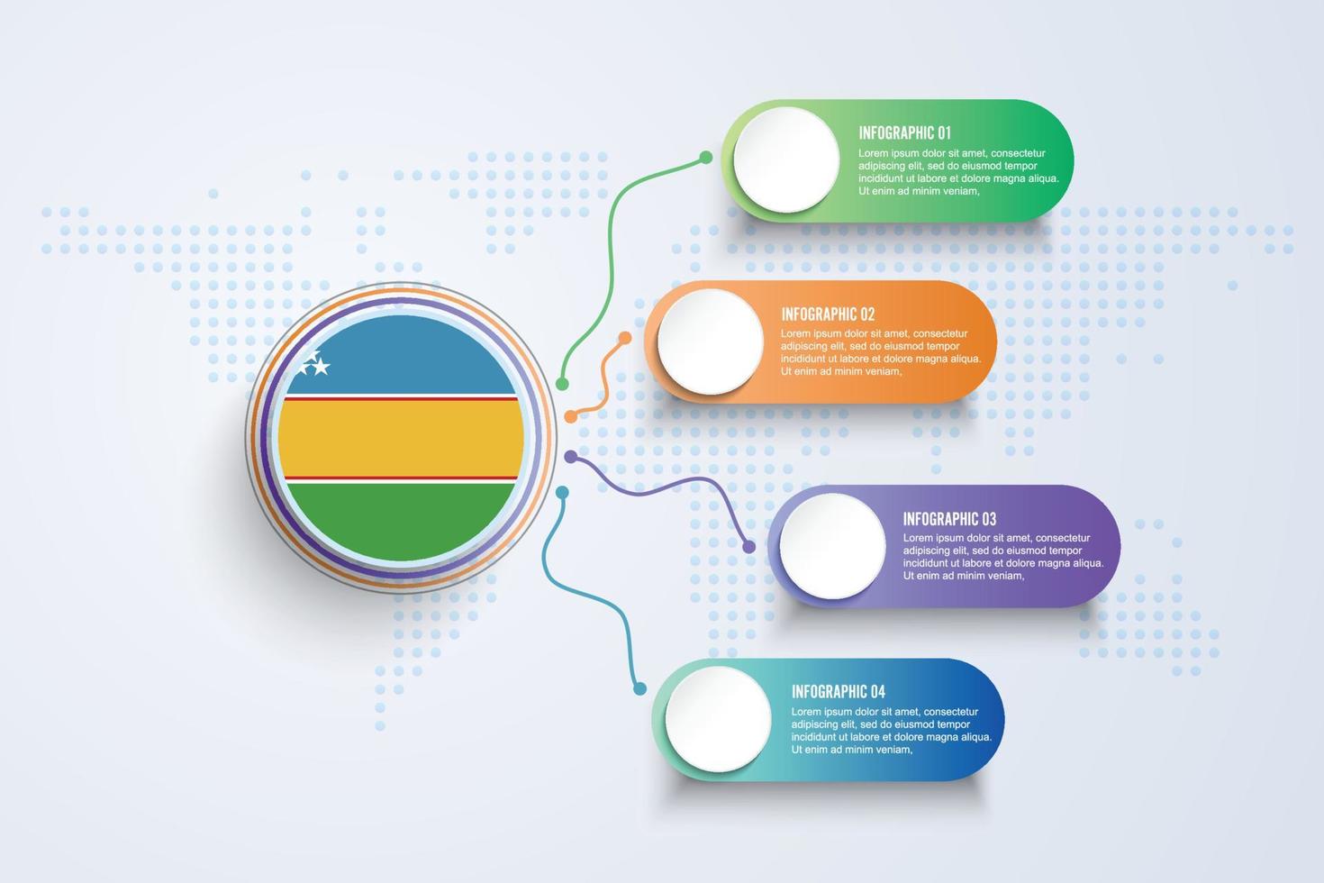 Karakalpakstan flagga med infographic design isolerad på dot världskartan vektor