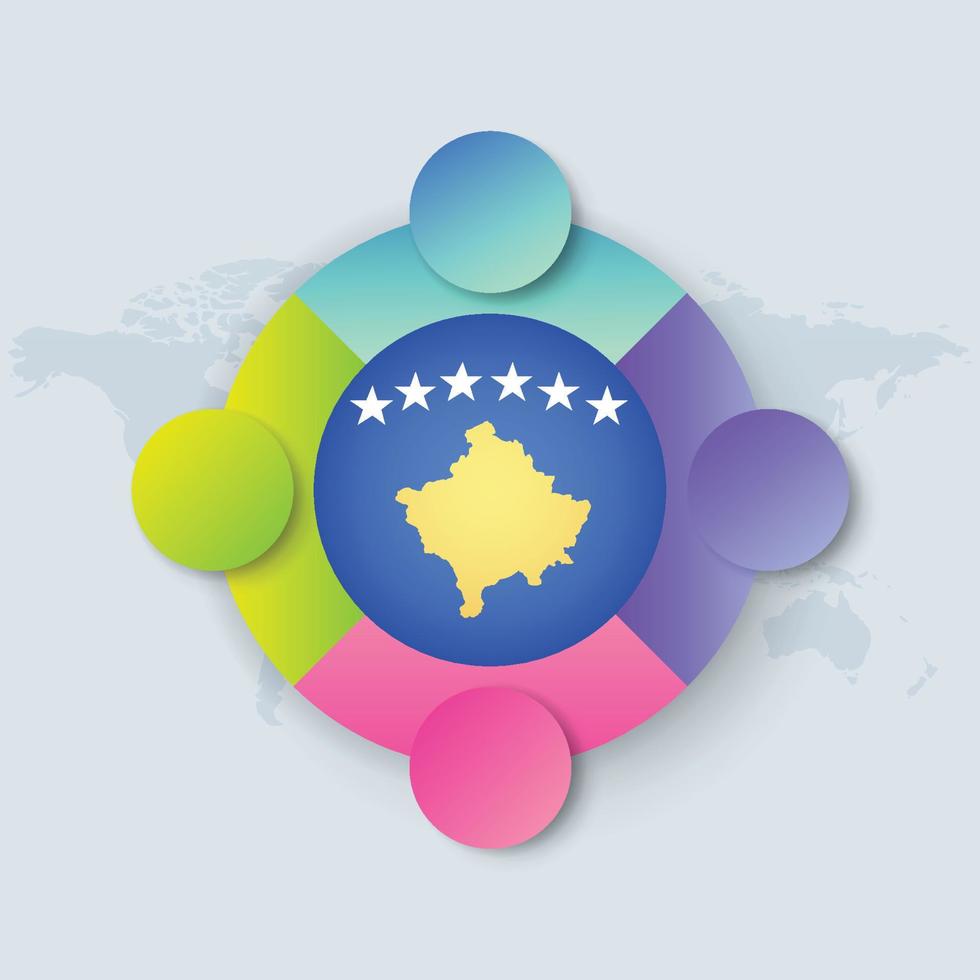 Kosovo-Flagge mit Infografik-Design isoliert auf Weltkarte vektor