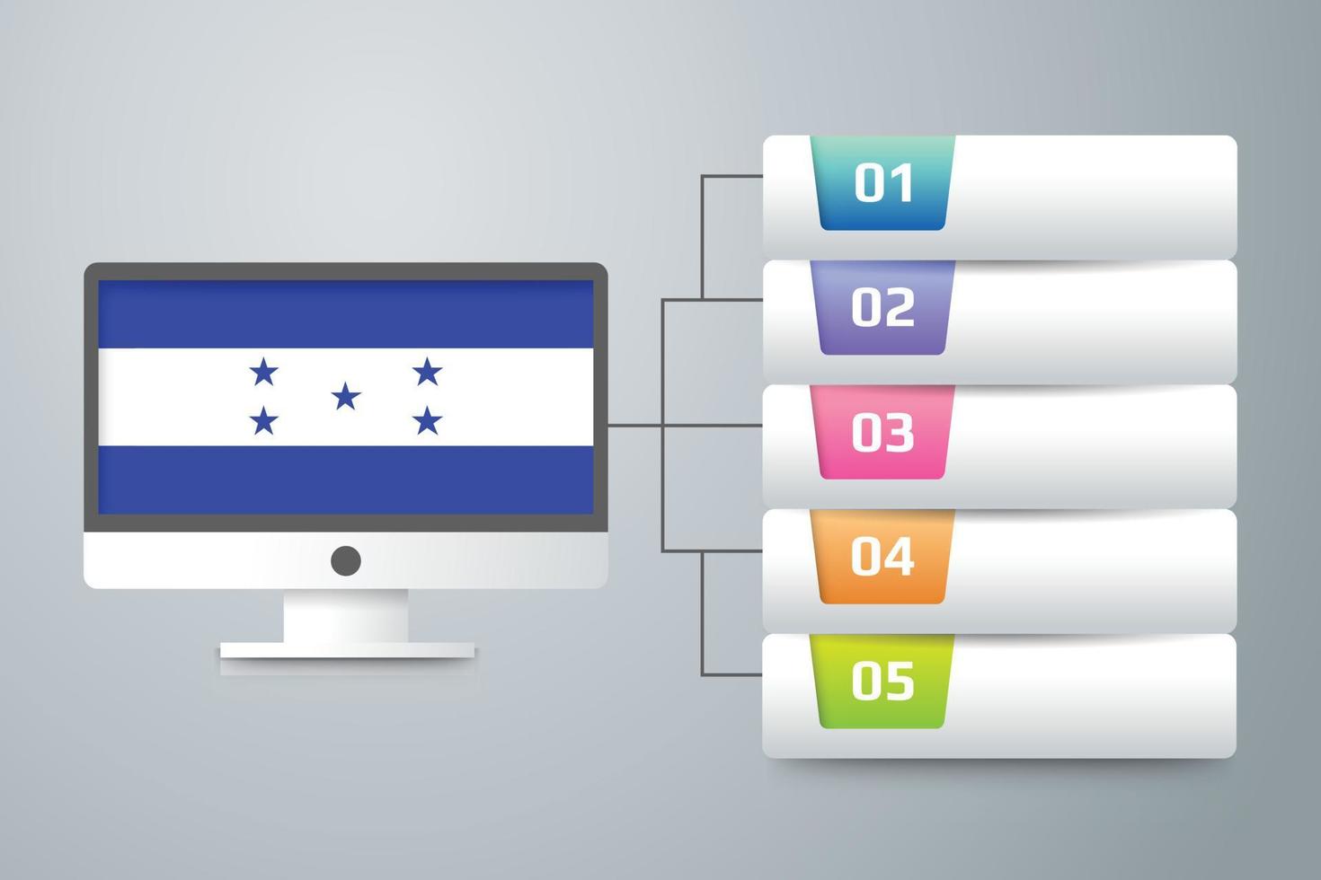 Honduras-Flagge mit Infografik-Design integriert mit Computermonitor vektor