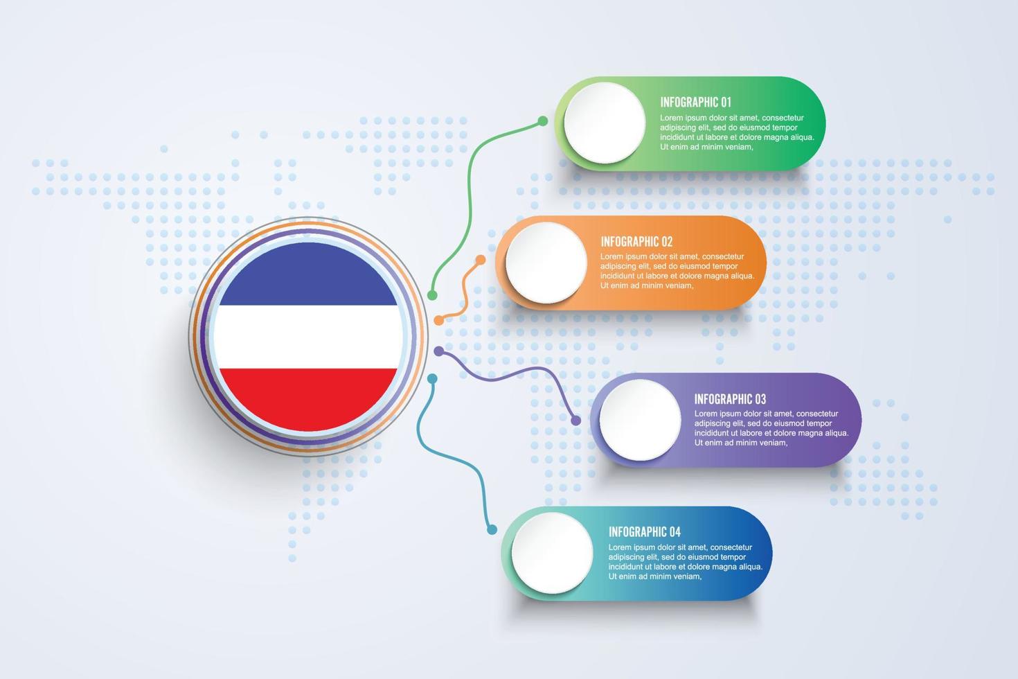 khakassia flagga med infographic design isolerad på dot världskartan vektor
