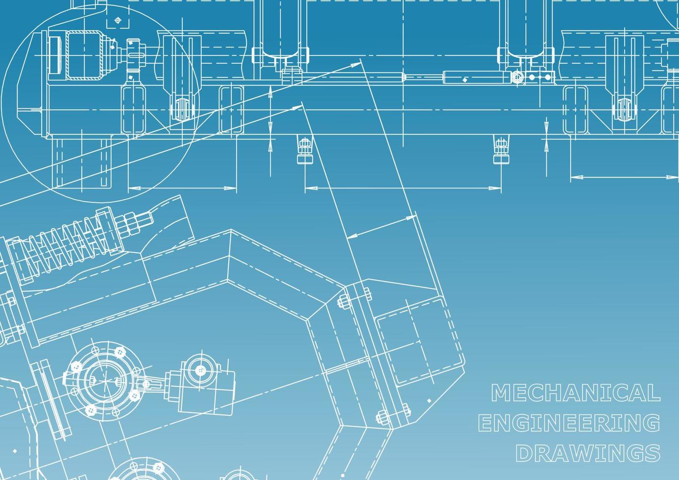 datorstödda designsystem. tekniska illustrationer, bakgrunder. maskinteknisk ritning. maskinbyggande industri. ritningar för instrumenttillverkning vektor