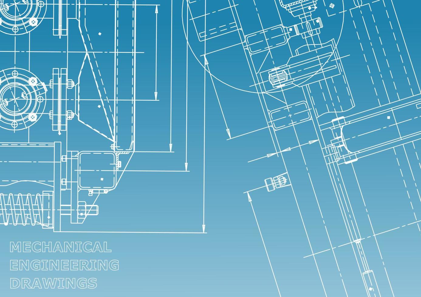 datorstödda designsystem. tekniska illustrationer, bakgrunder. maskinteknisk ritning. maskinbyggande industri. ritningar för instrumenttillverkning vektor