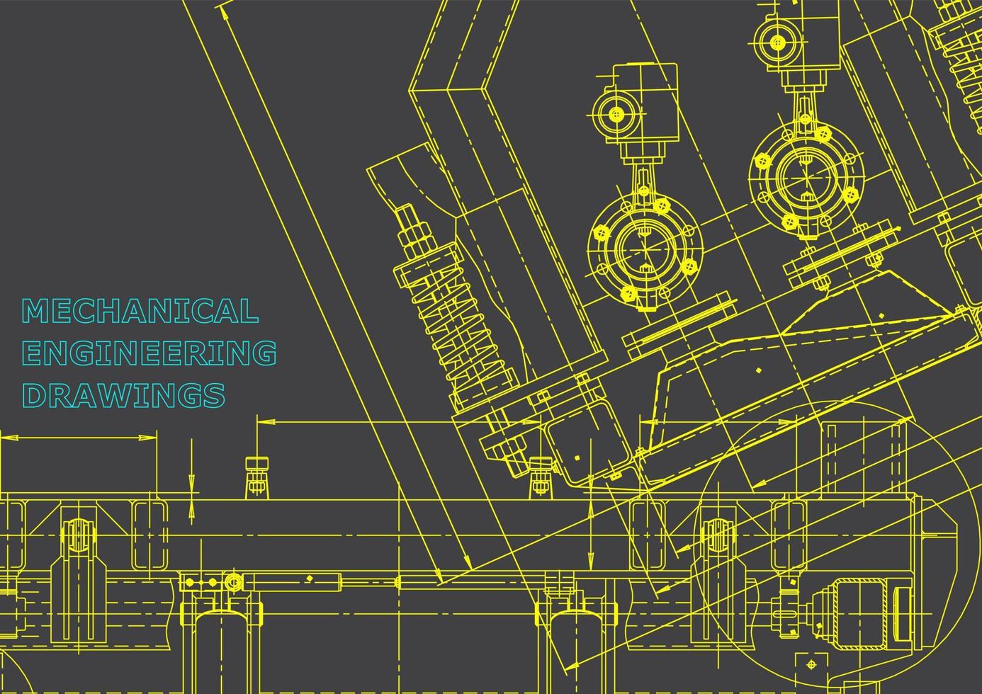 Computergestützte Konstruktionssysteme. technische Illustrationen, Hintergründe. Maschinenbau Zeichnung. Maschinenbauindustrie. Instrumentenbauzeichnungen vektor