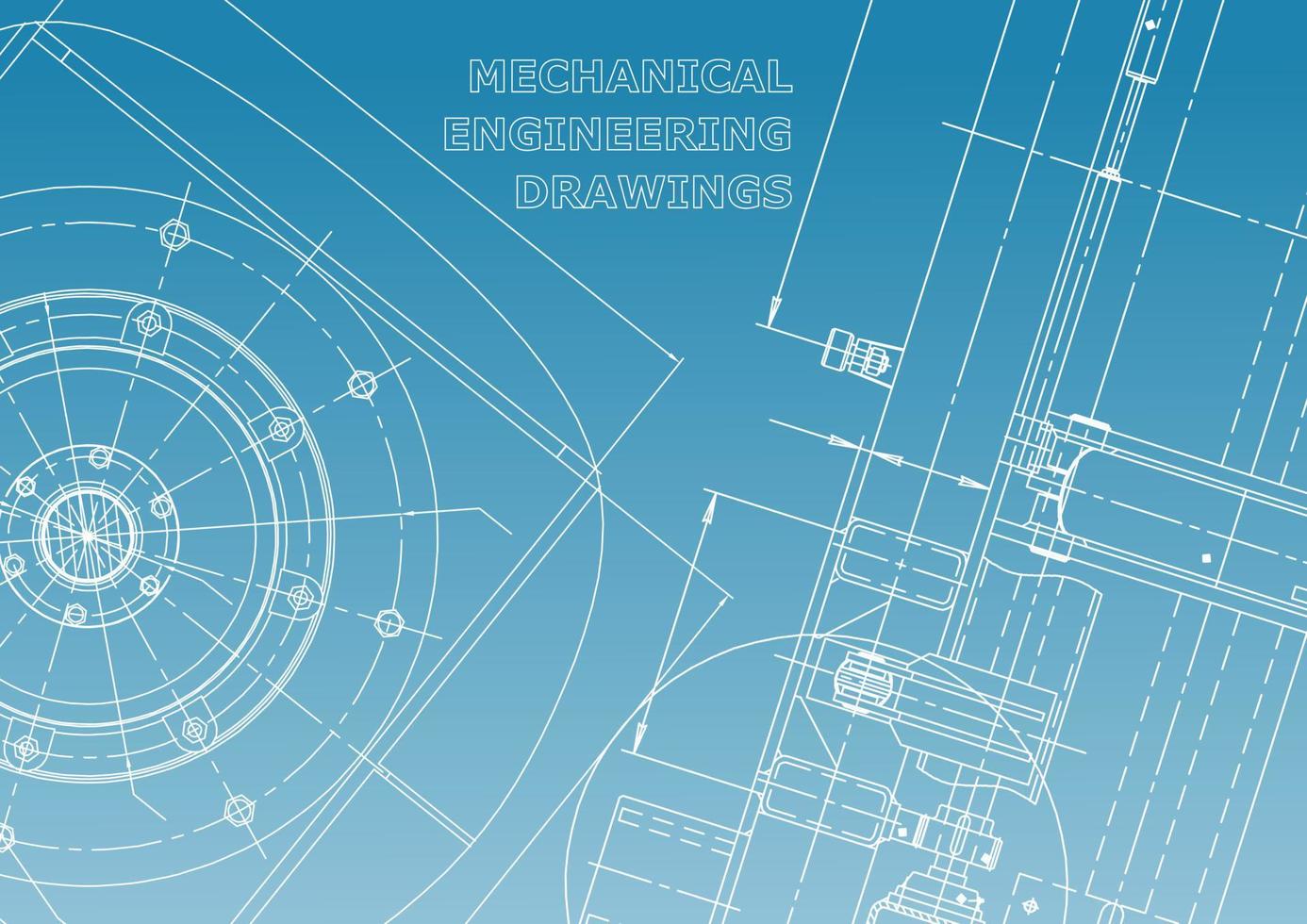 datorstödda designsystem. tekniska illustrationer, bakgrunder. maskinteknisk ritning. maskinbyggande industri. ritningar för instrumenttillverkning vektor