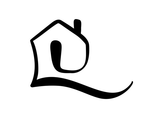 Einfache Kalligraphie-Haus-wirkliche Vektor-Ikone. Estate Architecture Construction für Design. Gezeichnetes Logoelement der Kunsthauptweinlese Hand vektor