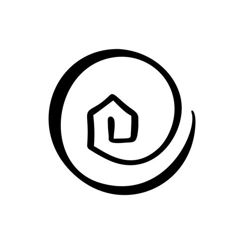 Einfache Kalligraphie-Haus-wirkliche Vektor-Ikone. Estate Architecture Construction für Design. Gezeichnetes Logoelement der Kunsthauptweinlese Hand vektor