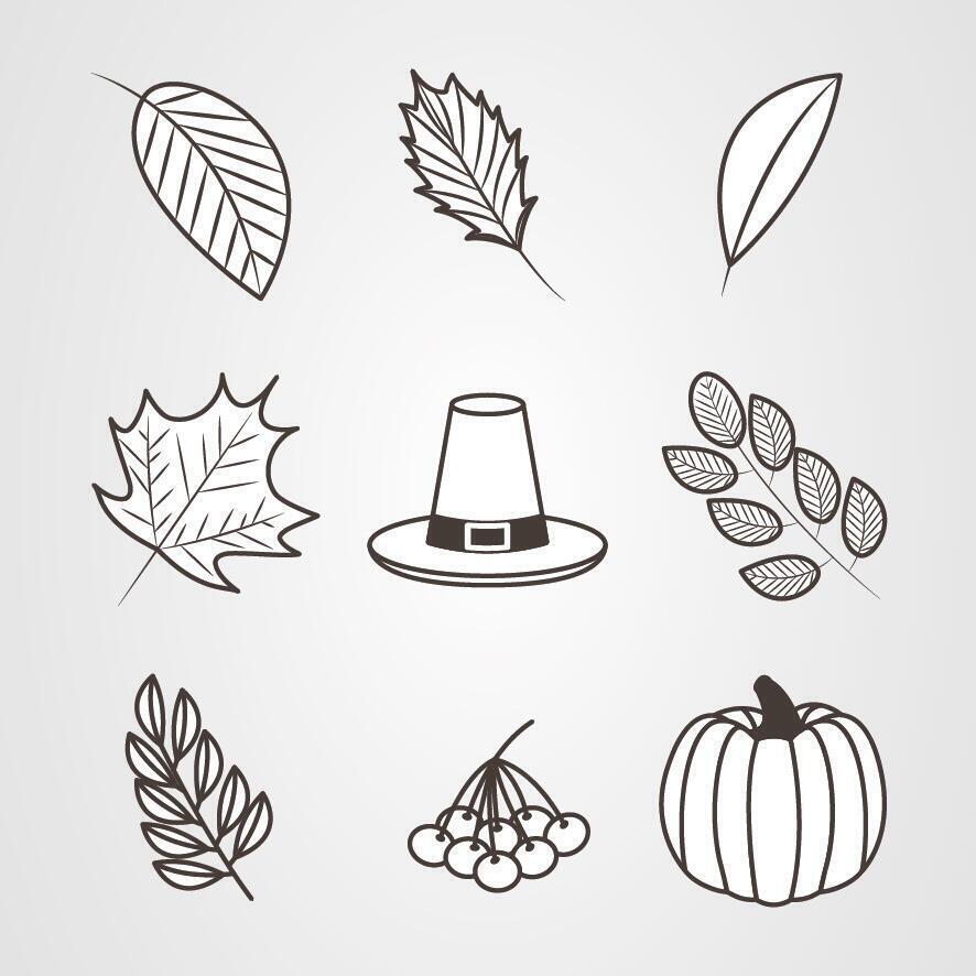 Happy Thanksgiving Day Icon Set Vektordesign vektor