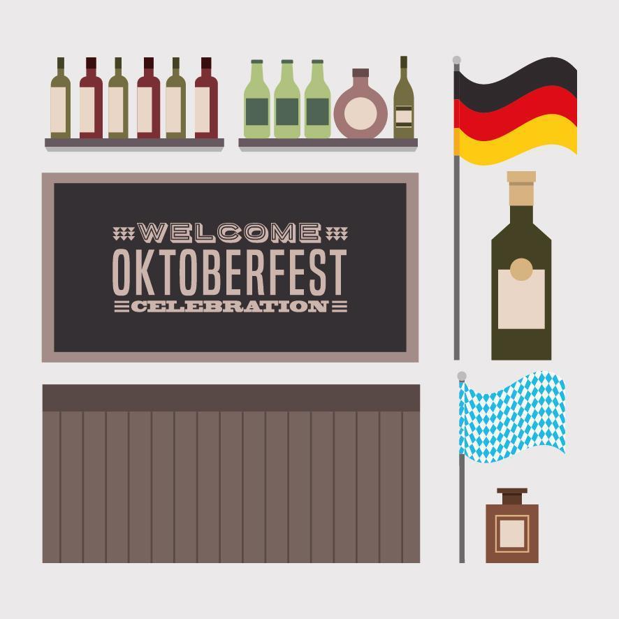 Oktoberfest-Feier mit Set-Icons vektor