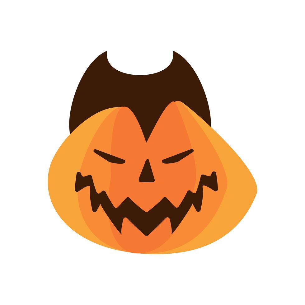 Halloween-Kürbis mit Dracula-Gesichtssymbol im flachen Stil vektor