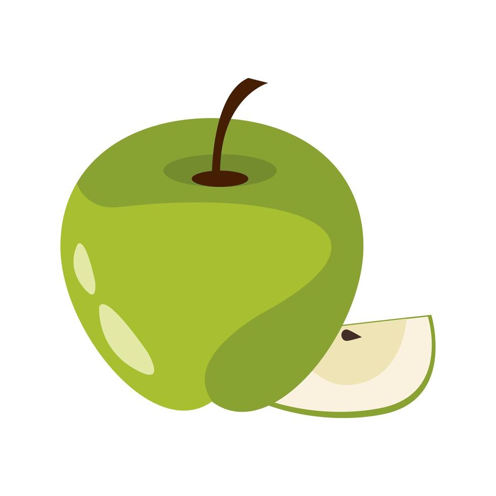 grüner Apfel frisches Obst-Symbol vektor