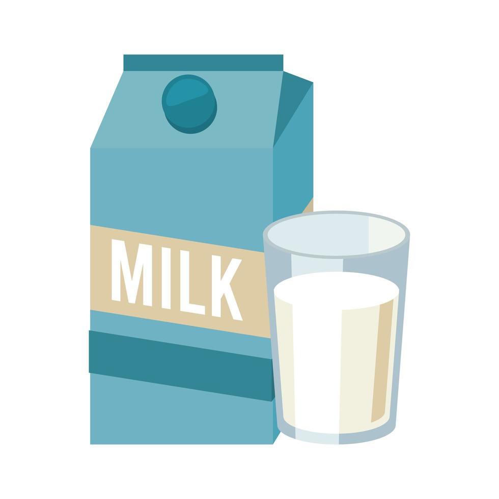 mjölklåda och glas dryck ikon vektor