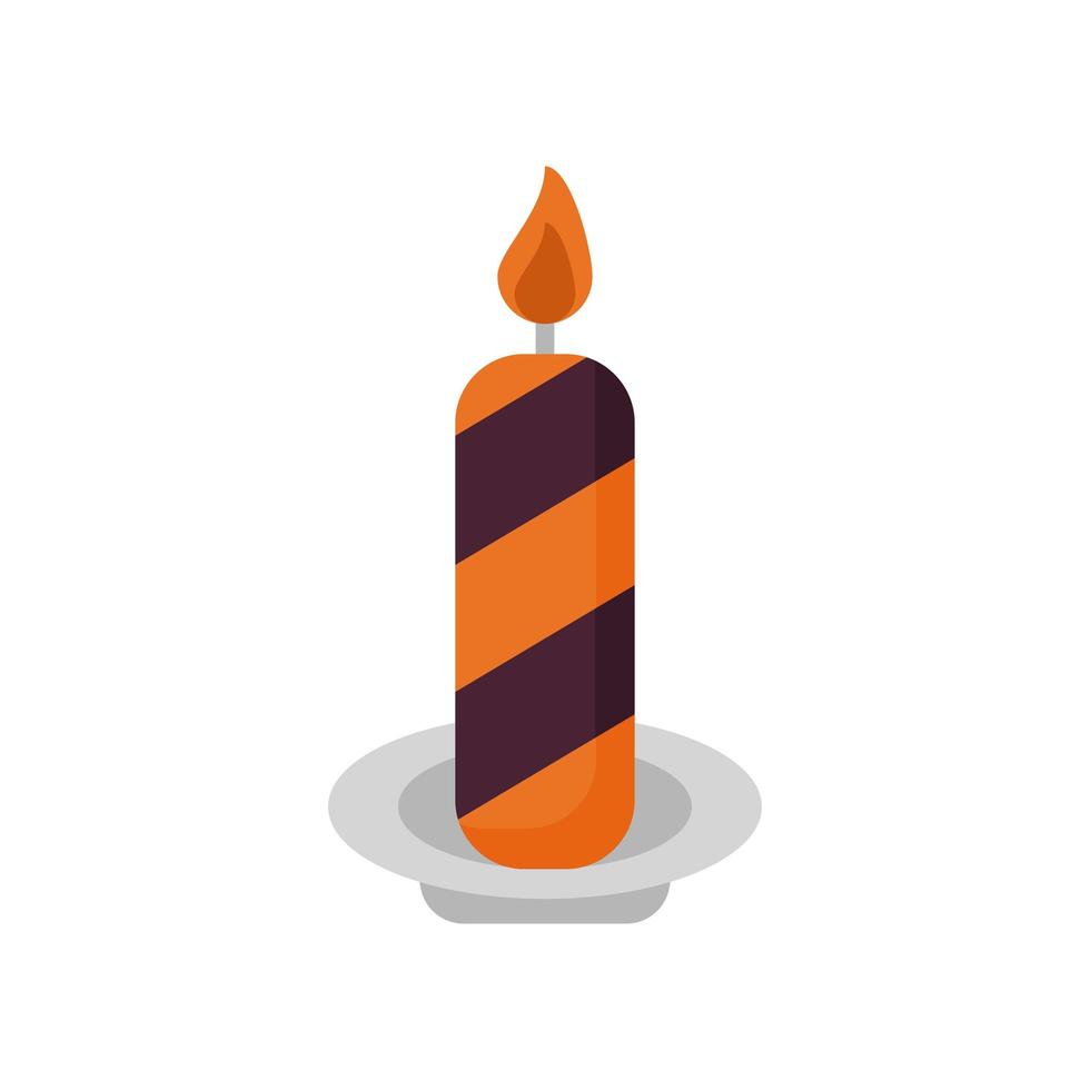 Halloween-Kerze mit flachen Stilikonen der Streifen vektor