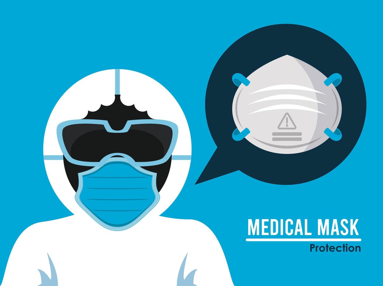 biosäkerhetsdräkt medicinsk mask andningstillbehör för covid19-skydd vektor
