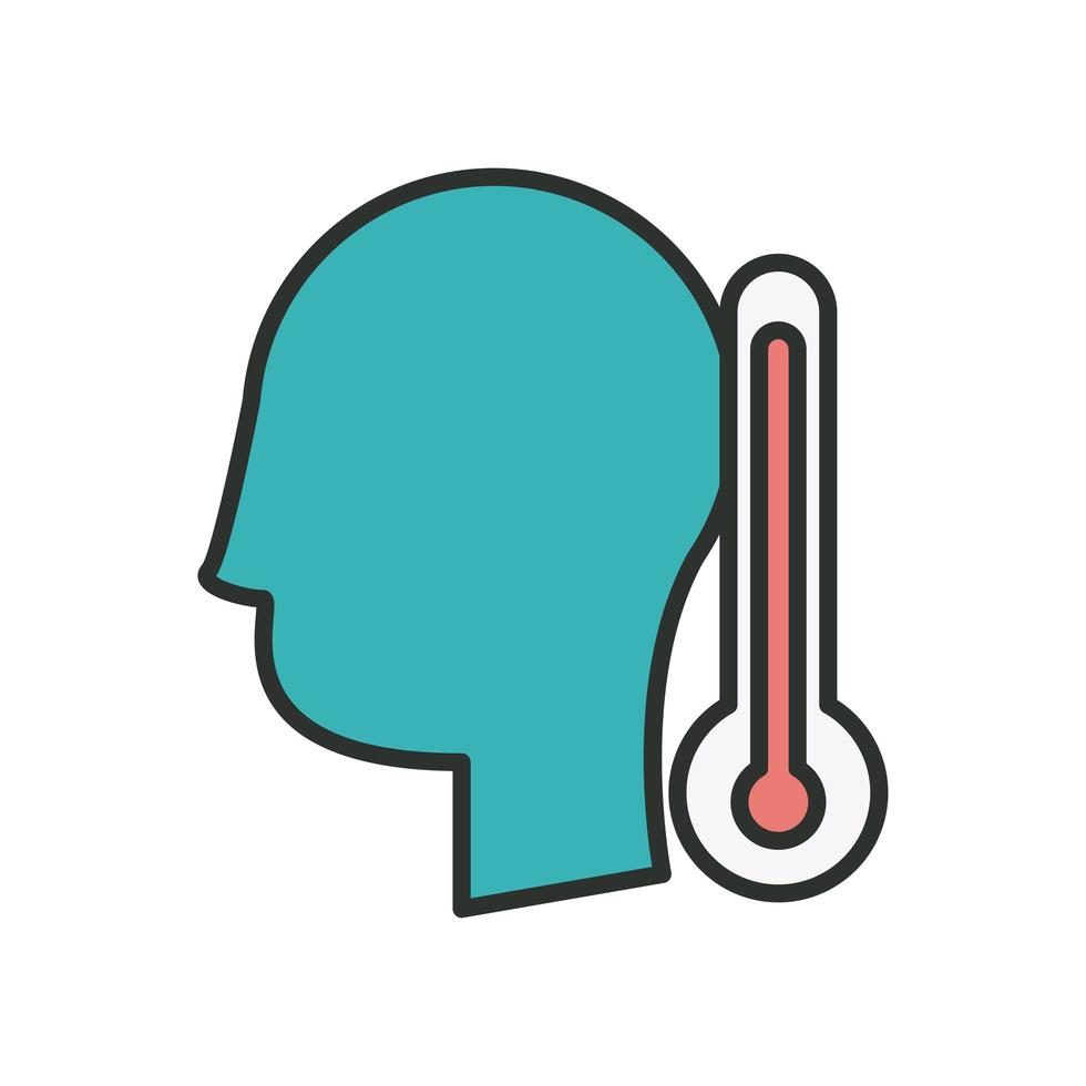 profil med termometer temperaturmätlinje och fyllningsstil vektor