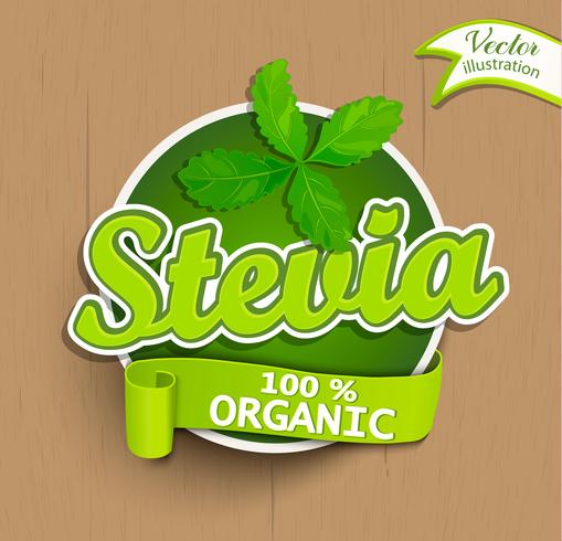 Stevia etikett, logotyp, klistermärke. vektor