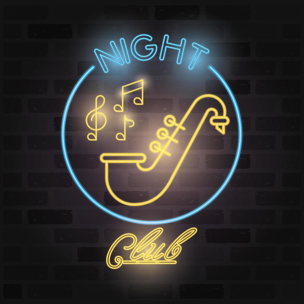 Nachtclub Bar Label Neonlichter vektor