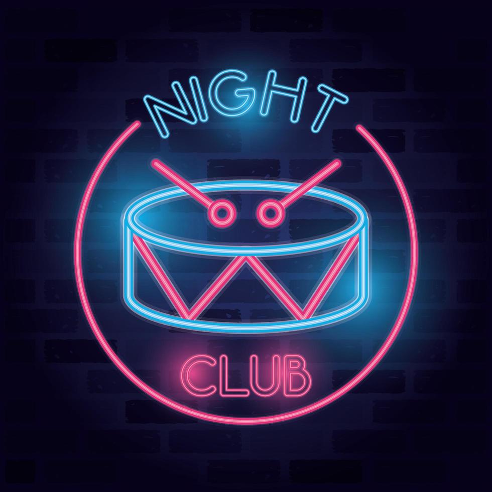 Nachtclub Bar Label Neonlichter vektor