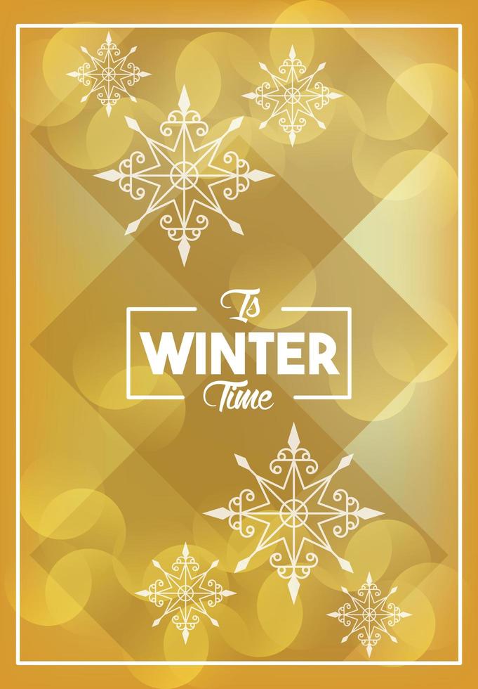 Winterplakat golden mit Schneeflockenmuster vektor