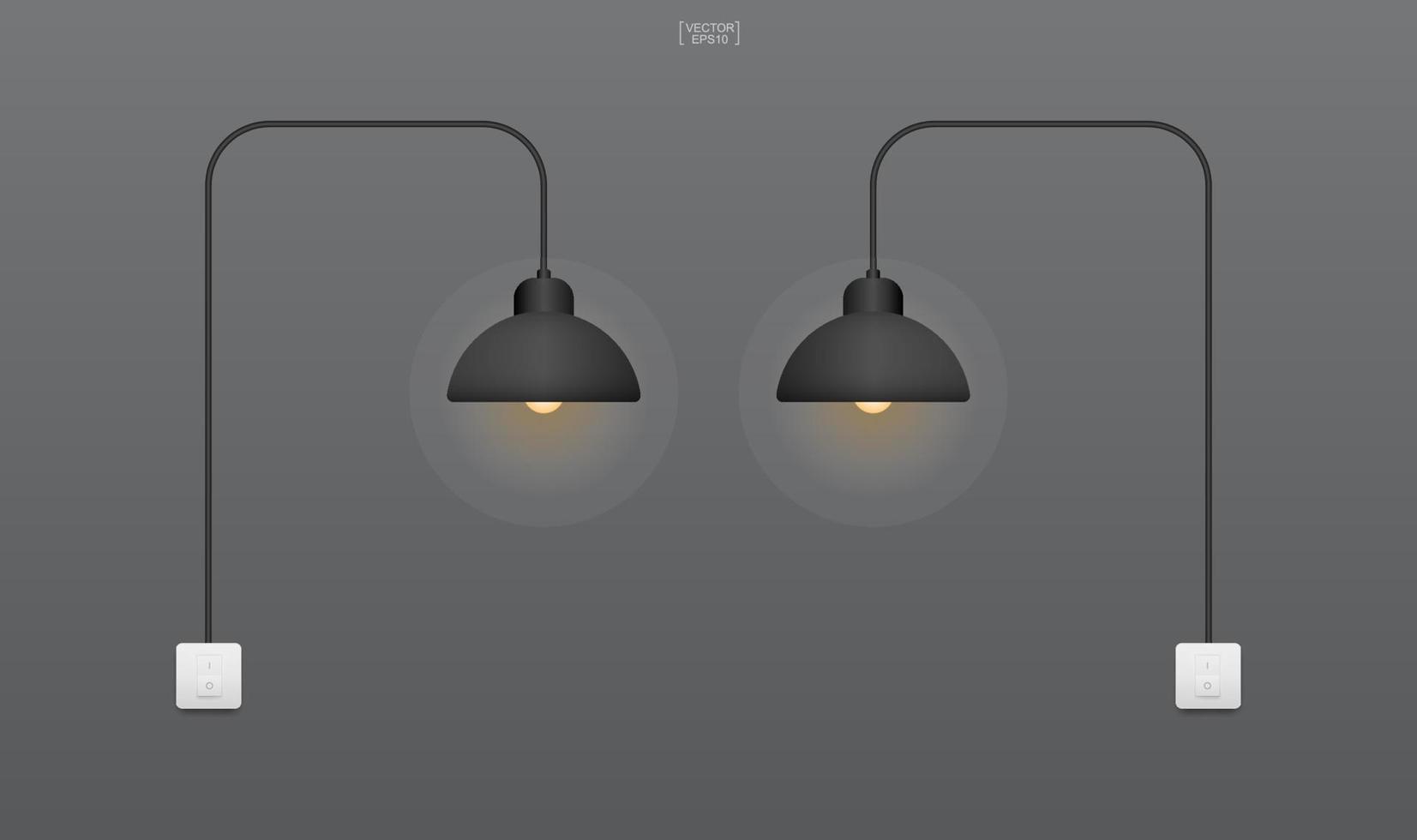 Glühbirne oder Lampe mit dunklem Hintergrund. Vektor. vektor