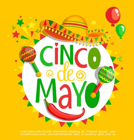 Cinco De Mayo, bokstäver på semesterbakgrund. vektor