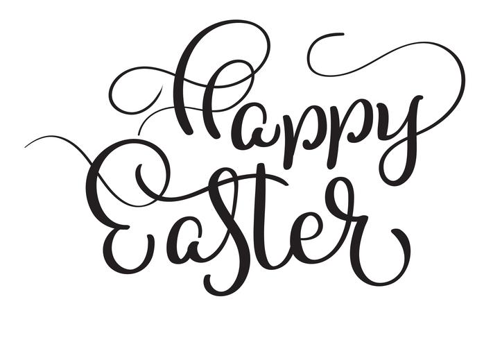 Fröhliche Ostern-Wörter auf weißem Hintergrund. Kalligraphie, die Vektorillustration EPS10 beschriftet vektor