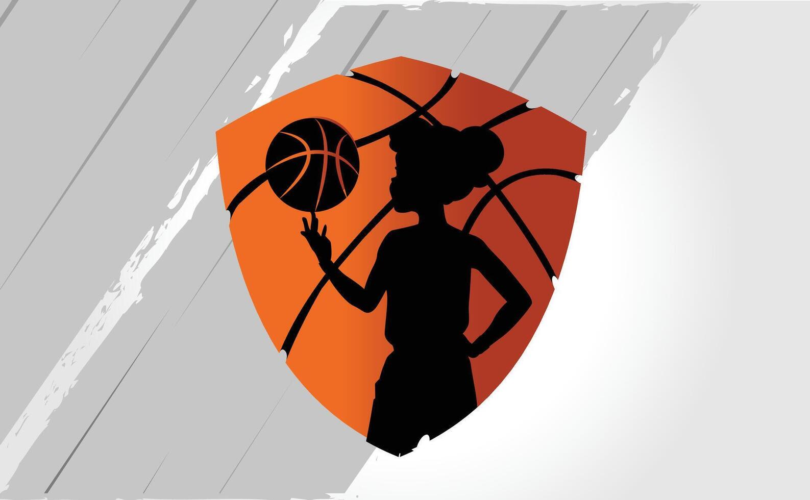 Mädchen Korb Ball Logo, t Hemd drucken Silhouette Stil vektor