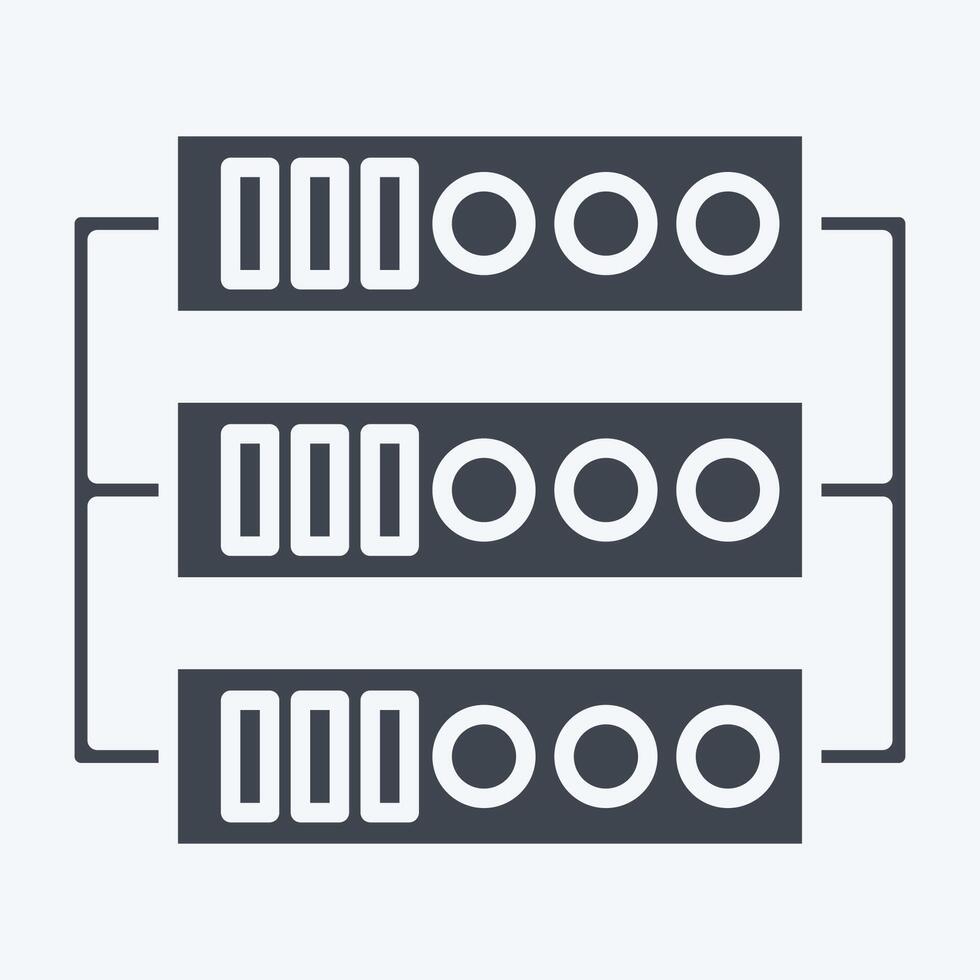 Symbol Server. verbunden zu Sozial Netzwerk Symbol. Glyphe Stil. einfach Design Illustration vektor