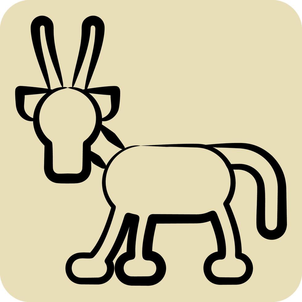 ikon arab oryx. relaterad till qatar symbol. hand dragen stil. enkel design illustration. vektor