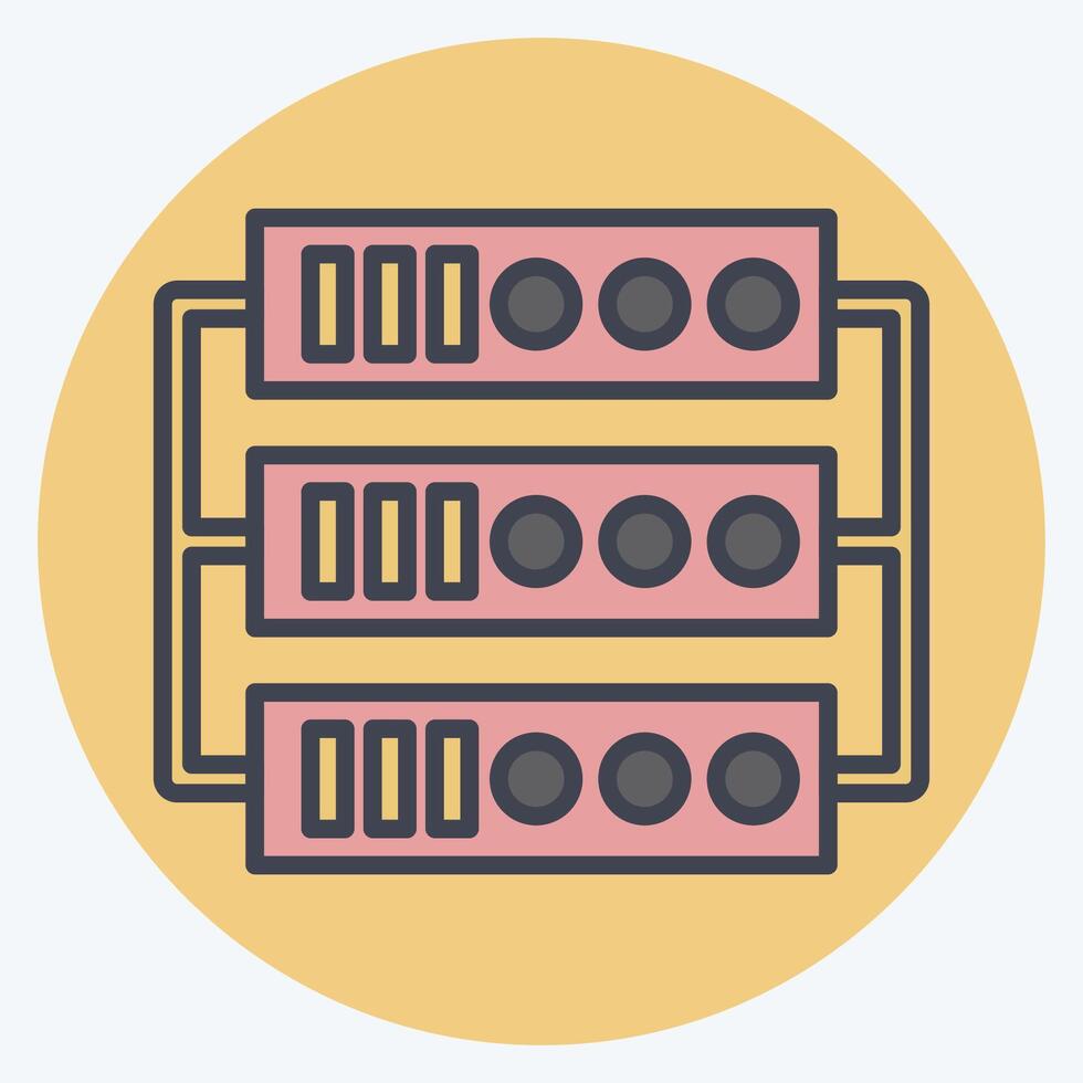 Symbol Server. verbunden zu Sozial Netzwerk Symbol. Farbe Kamerad Stil. einfach Design Illustration vektor