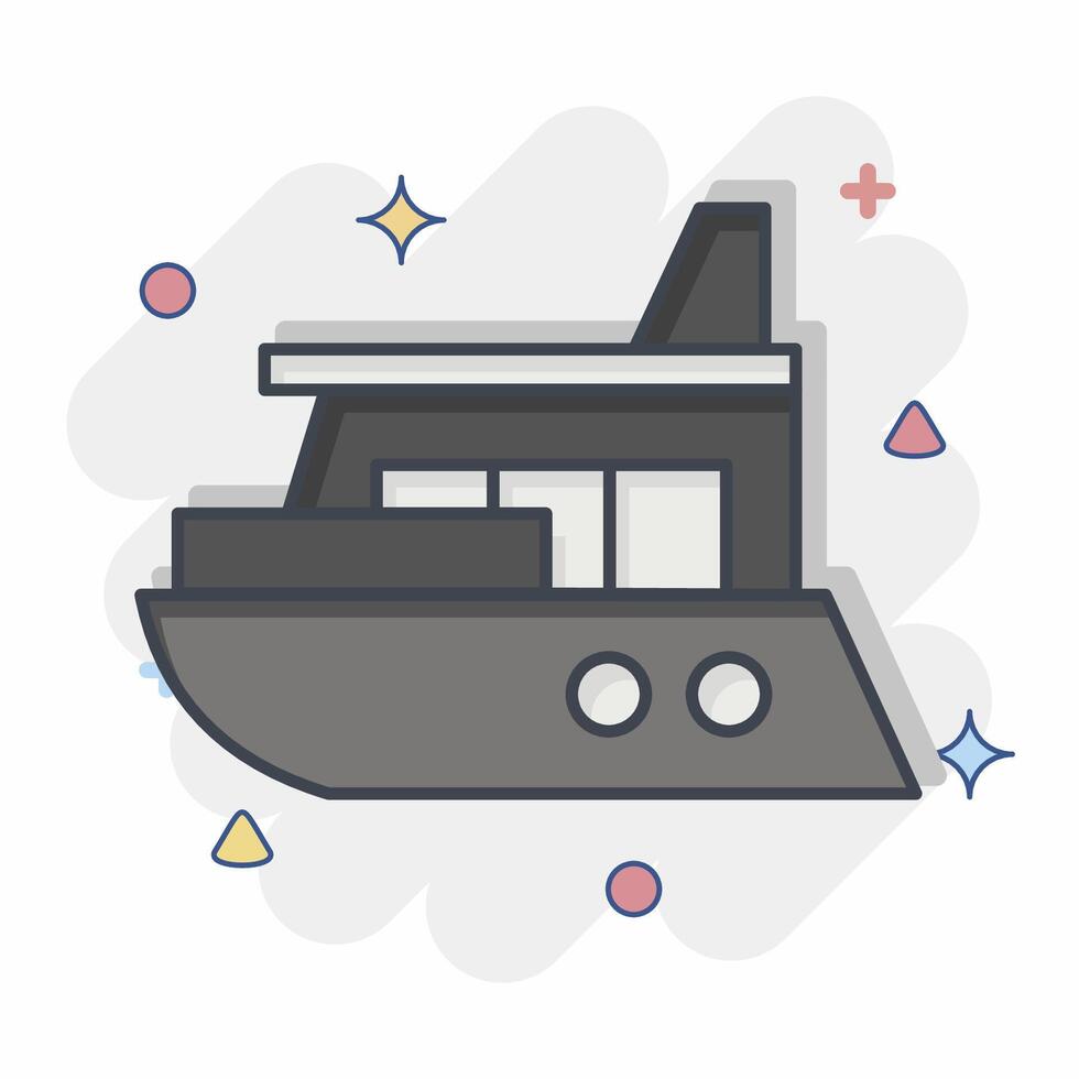 Symbol Yacht. verbunden zu Tauchen Symbol. Comic Stil. einfach Design Illustration vektor