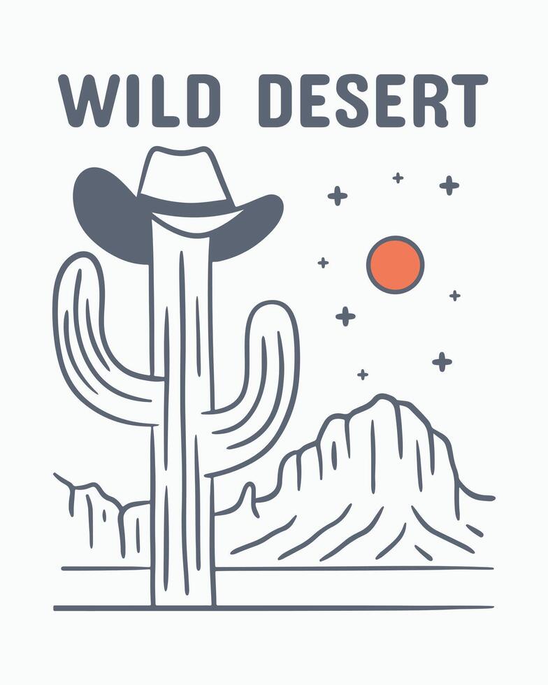 wild Wüste Stimmung illustriert durch ein Kaktus mit Cowboys Hut im Arizona vektor