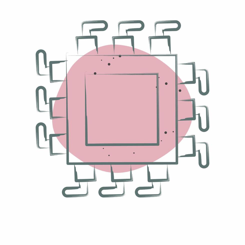 Symbol Chip. verbunden zu Sozial Netzwerk Symbol. Farbe Stelle Stil. einfach Design Illustration vektor