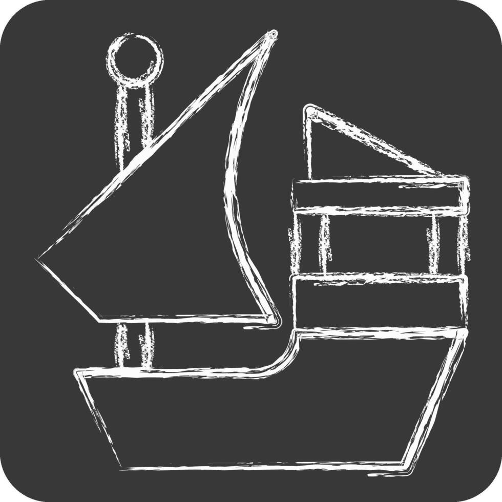 ikon båt. relaterad till qatar symbol. krita stil. enkel design illustration. vektor