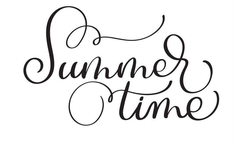 Text sommartid på en vit bakgrund. Kalligrafi bokstäver Vektor illustration EPS10
