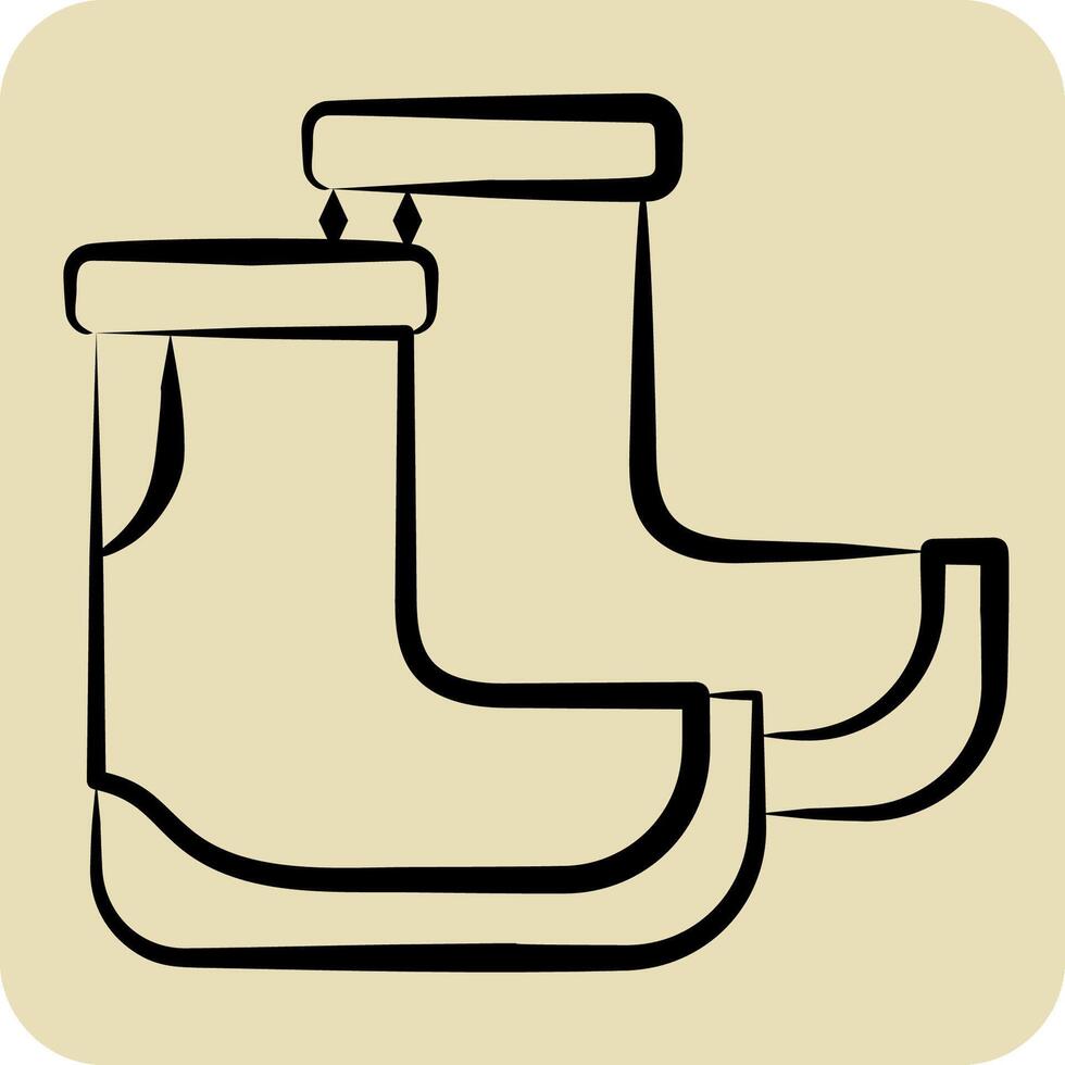 Symbol Stiefel. verbunden zu Tauchen Symbol. Hand gezeichnet Stil. einfach Design Illustration vektor