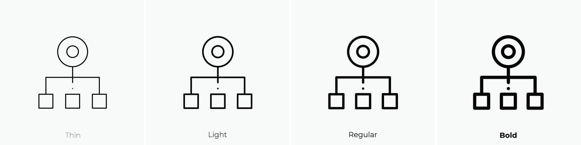 organisation ikon. tunn, ljus, regelbunden och djärv stil design isolerat på vit bakgrund vektor