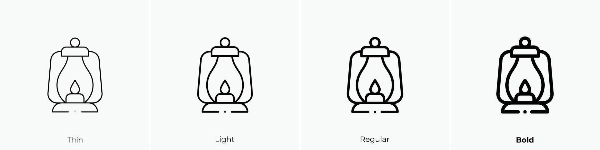 Öl Lampe Symbol. dünn, Licht, regulär und Fett gedruckt Stil Design isoliert auf Weiß Hintergrund vektor