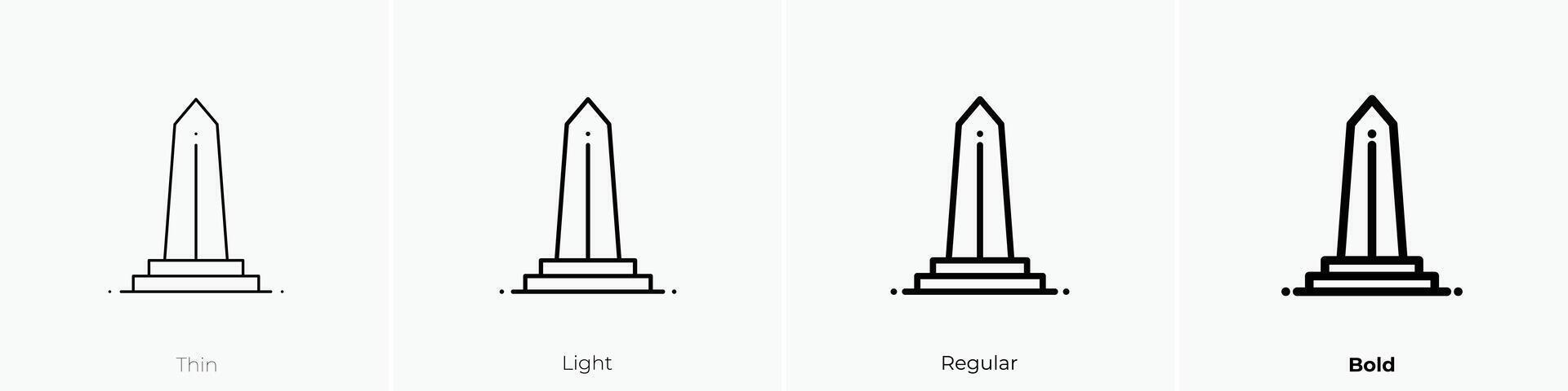Obelisk Symbol. dünn, Licht, regulär und Fett gedruckt Stil Design isoliert auf Weiß Hintergrund vektor