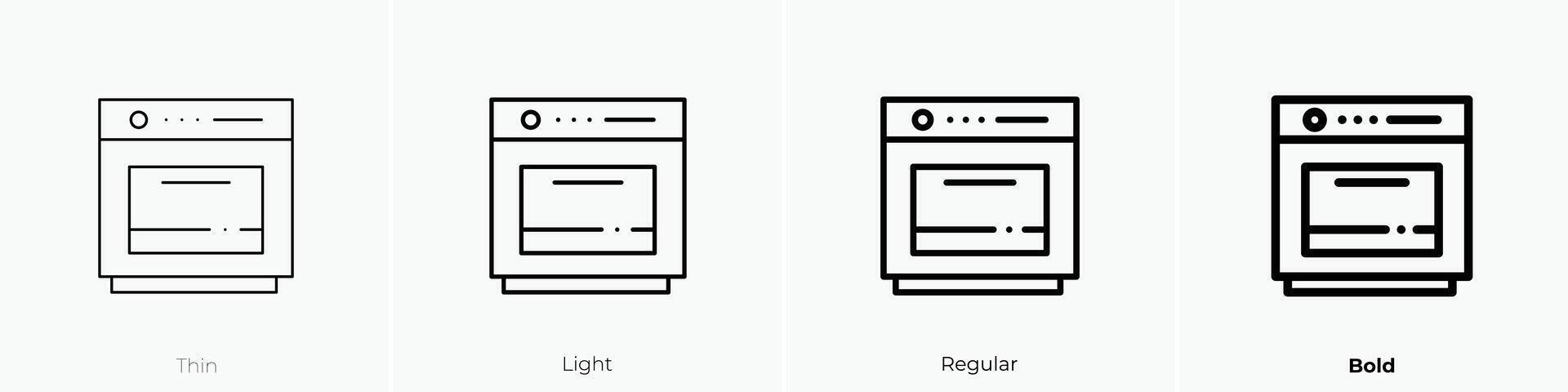 Ofen Symbol. dünn, Licht, regulär und Fett gedruckt Stil Design isoliert auf Weiß Hintergrund vektor