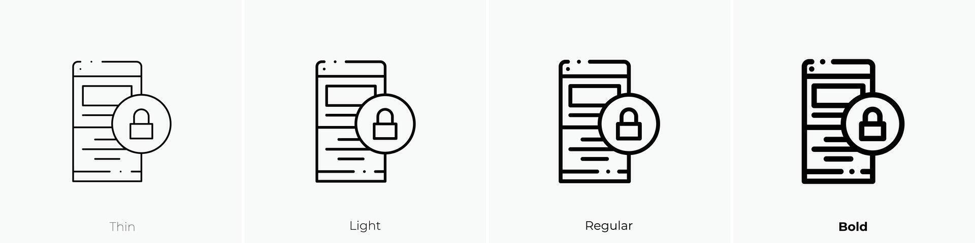 Seite Symbol. dünn, Licht, regulär und Fett gedruckt Stil Design isoliert auf Weiß Hintergrund vektor