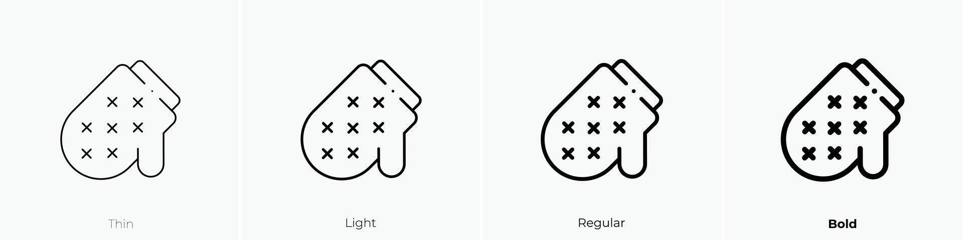 Ofen Handschuhe Symbol. dünn, Licht, regulär und Fett gedruckt Stil Design isoliert auf Weiß Hintergrund vektor