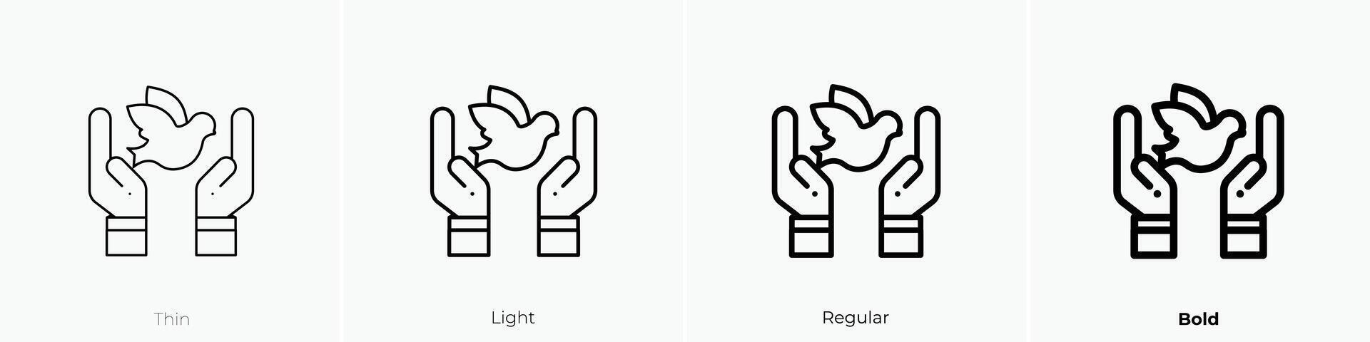 Pazifismus Symbol. dünn, Licht, regulär und Fett gedruckt Stil Design isoliert auf Weiß Hintergrund vektor